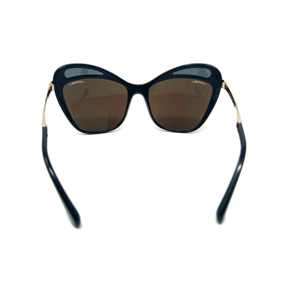 Chanel Cat‑Eye Mirrored Sunglasses – Black Acetate, CC Logo Temples with Case - Picture 6 of 10